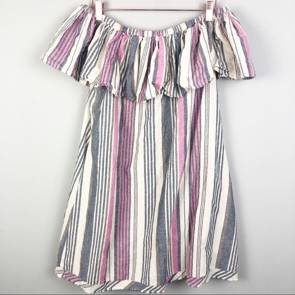 EASEL | Off the Shoulder Vertical Stripe Dress Women’s Size Medium - Picture 8 of 9